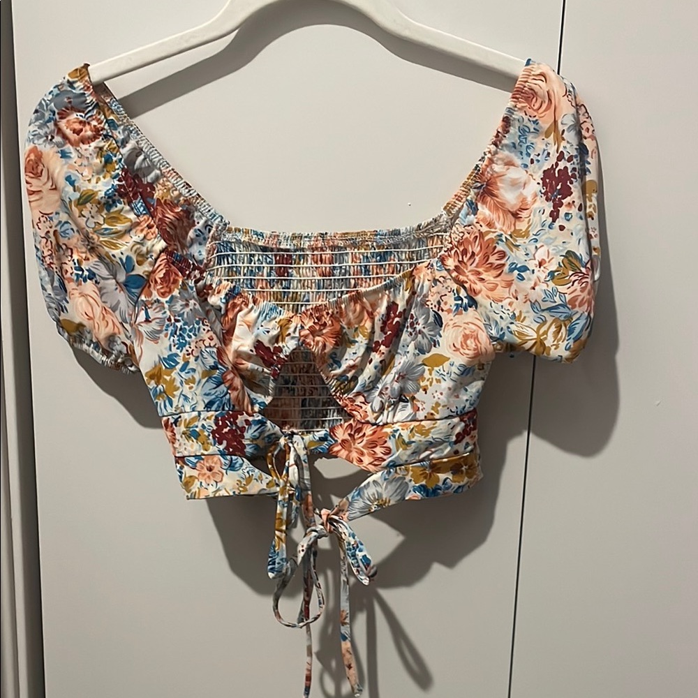 Floral Smocked Crop Top